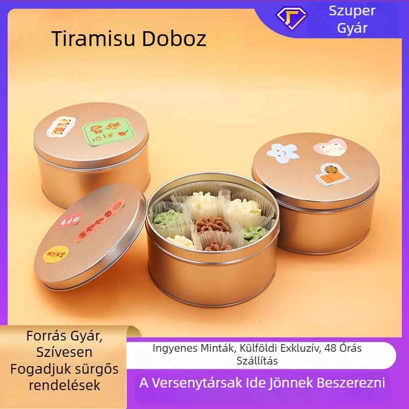 Kör alakú fémdoboz élelmiszerekhez, süteményekhez és kekszekhez, desszertek tárolására