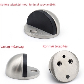 Fúrás nélküli gumiból készült ajtóstopper fürdőszobai üvegajtókhoz, félkör alakú ütköző, padlóra szerelt rejtett kivitel