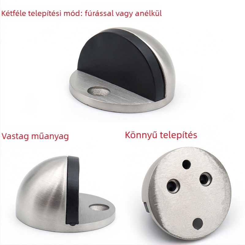 Fúrás nélküli gumiból készült ajtóstopper fürdőszobai üvegajtókhoz, félkör alakú ütköző, padlóra szerelt rejtett kivitel