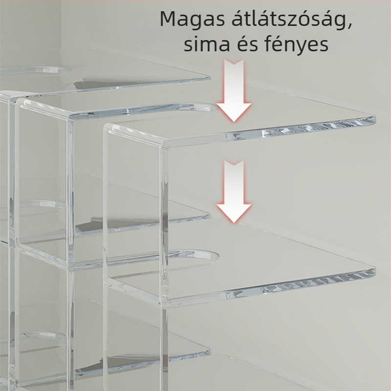 Háromszintes akril polc konyhai fóliák tárolására, hatékony térkihasználás a szekrényben