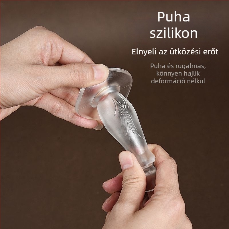 Fúrás nélküli szilikon ajtóstopper üvegezett fürdőszobai ajtókhoz, ütközésvédett, kétoldalú rögzítés konyha- és fürdőszobaajtókhoz