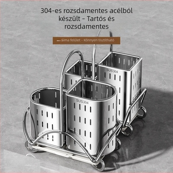 304 rozsdamentes acélból készült pálcikák tartója és evőeszköz szervező – torony alakú konyhai asztali tartó pálcikákhoz, villákhoz és kanálokhoz