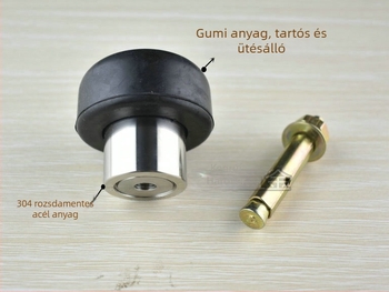 304 rozsdamentes acélból készült gomb alakú ajtóstop, tömör kivitel, üveges ajtókhoz, gumibumper, 45