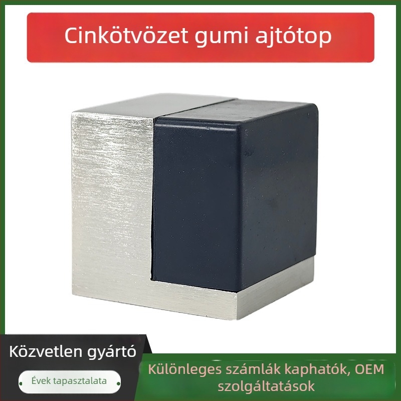 Ajtóstopper cinkötvözetből és gumiból üvegajtókhoz, padlóra szerelve