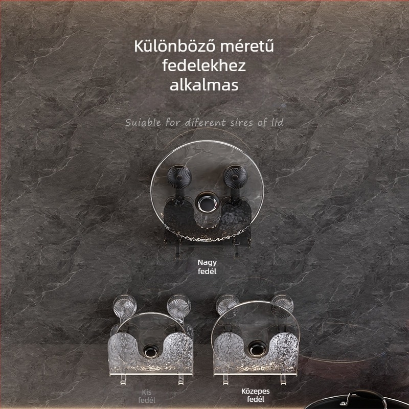 Fali vákuumos fedőtartó, hullám mintás, fúrás nélküli, konyhai szervező