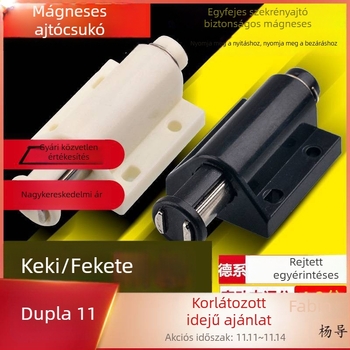 Nyomógombos mágneses érintéskapcsoló ütközővel üveg szekrényekhez