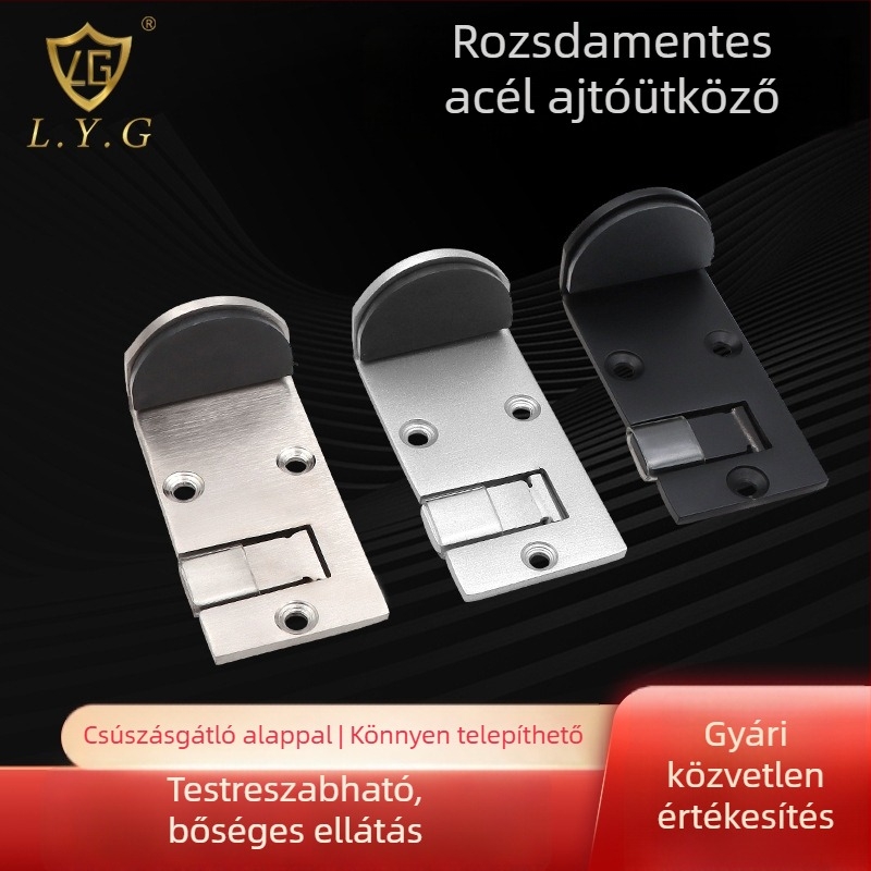 Rozsdamentes acél felső ajtóstopper faajtókhoz, láthatatlan gumi, csendes működés, új modell