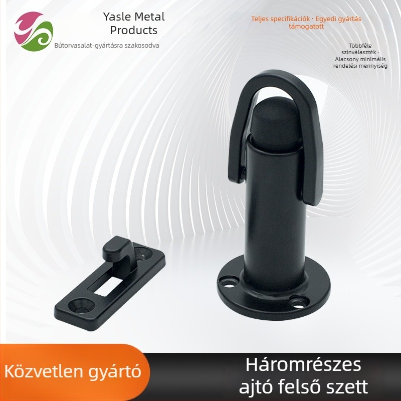 Cinkötvözetes ajtóütő gumírozott ütközővel üvegajtókhoz – modern, minimalist dizájn hálószoba és fürdőszoba