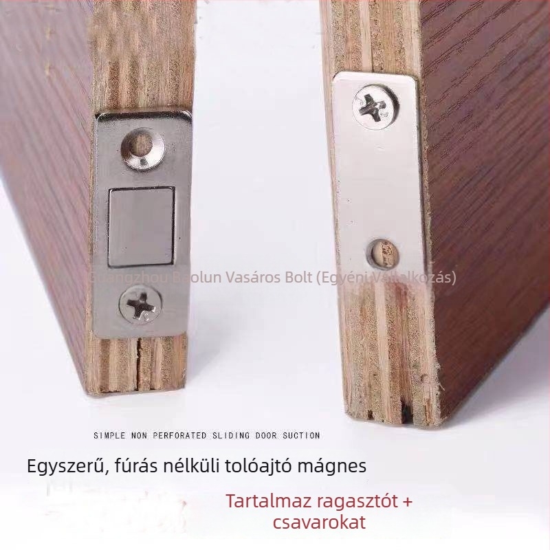 Vékony, téglalap alakú mágneszár csúszó ajtókhoz - fúrás nélkül, rejtett mágneses rögzítés fa- és üveg ajtókhoz, gardrób- és szekrényajtókhoz