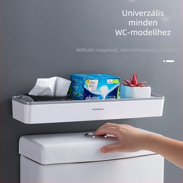 Shuangqing Home Falra szerelhető, fúrás nélküli fürdőszobai polc WC-hez 5305