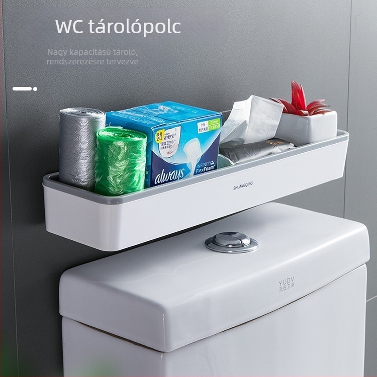 Shuangqing Home Falra szerelhető, fúrás nélküli fürdőszobai polc WC-hez 5305
