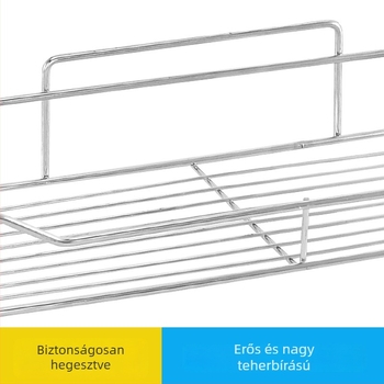 Rozsdamentes acél falra szerelhető tároló polc fürdőszobába és konyhába – fúrás nélküli telepítés
