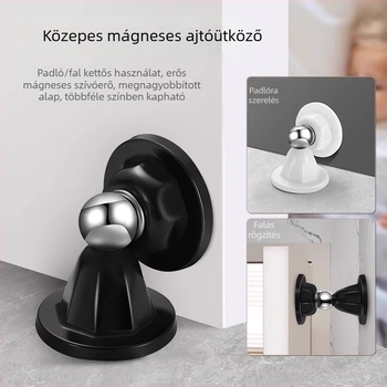Fúrás nélkül szerelhető mágneses ajtóstopper E18 – bejárati és fürdőszobai ajtókhoz, ütközés elleni védelem