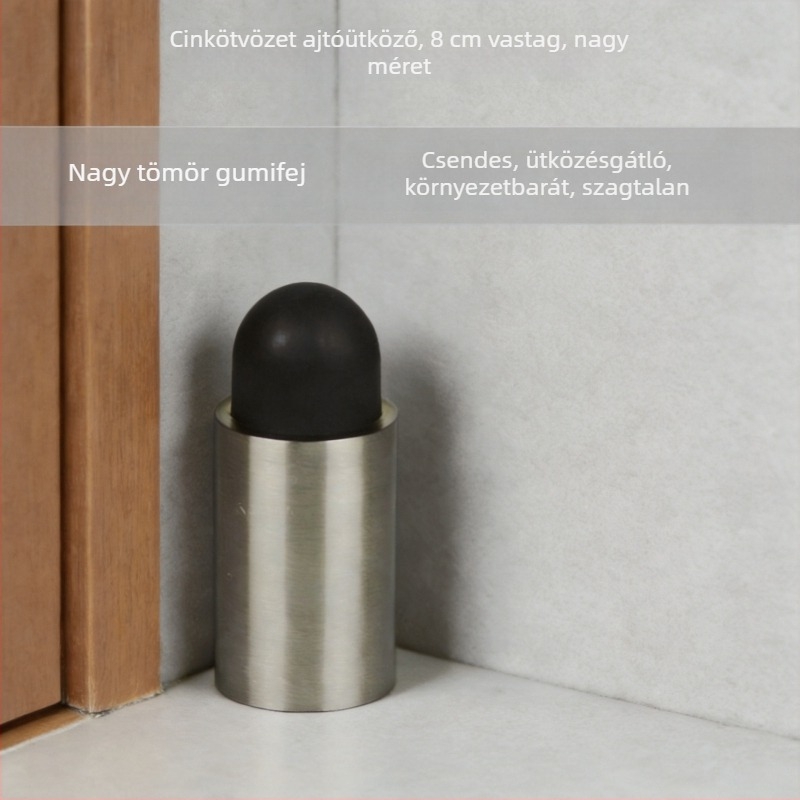 Üvegajtó felső stopper gumírozott fejjel, cinkötvözet, 8 cm, falra szerelhető