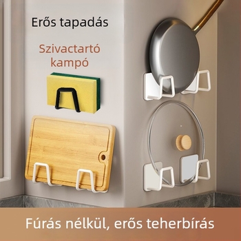 Fúrás nélküli mosdó- és mosogatóakasztó — fürdőszoba és konyha számára, falra szerelhető tároló
