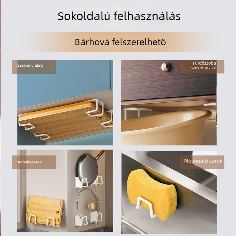Fúrás nélküli mosdó- és mosogatóakasztó — fürdőszoba és konyha számára, falra szerelhető tároló