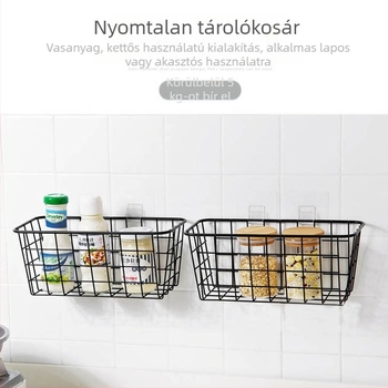 Fali fém tárolópolc szekrénnyel és kosárral, fúrás nélkül, konyhára és fürdőszobára