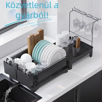 Konyhai kinyúló leeresztő állvány edényekhez, moduláris, többfunkciós edény- és evőeszköztartó