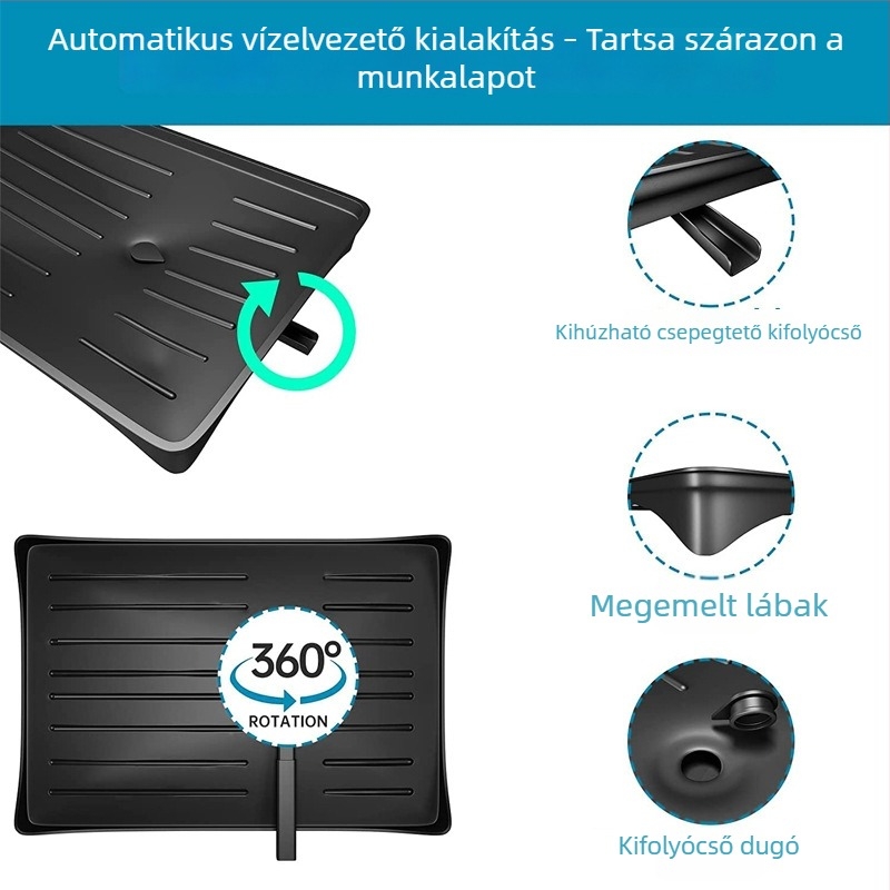 Konyhai kinyúló leeresztő állvány edényekhez, moduláris, többfunkciós edény- és evőeszköztartó