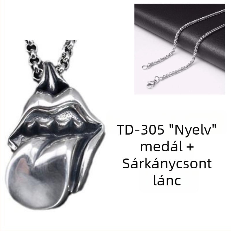 Yishang Vintage nyaklánc nyelvmedállal, unisex, geometrikus stílus, ezüstözött réz