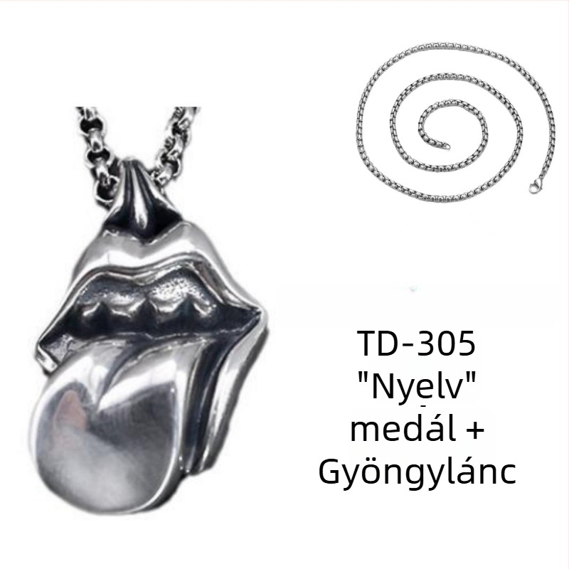 Yishang Vintage nyaklánc nyelvmedállal, unisex, geometrikus stílus, ezüstözött réz