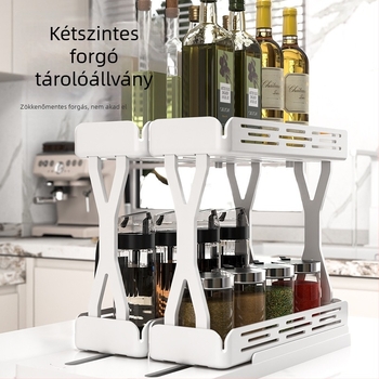 Húzható forgó tároló — konyhai fűszerek és üvegek rendezésére, kozmetikai polc, két szintes mosogató alatti tároló