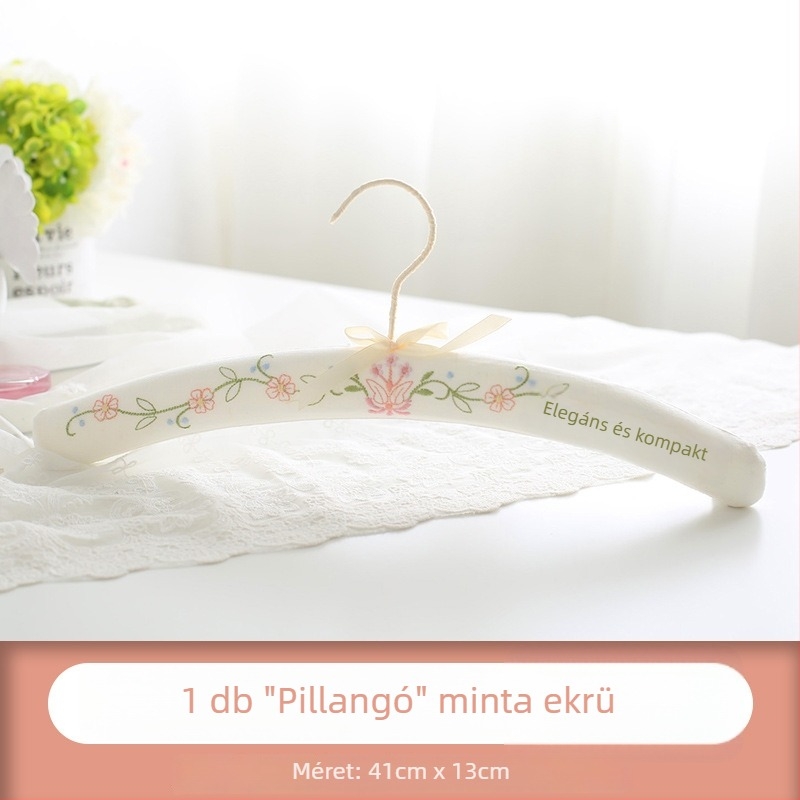 Európai stílusú textil bevonású vállfa, csúszásmentes, nyom nélkül a ruhákon; otthoni használatra és menyasszonyi ruhákhoz