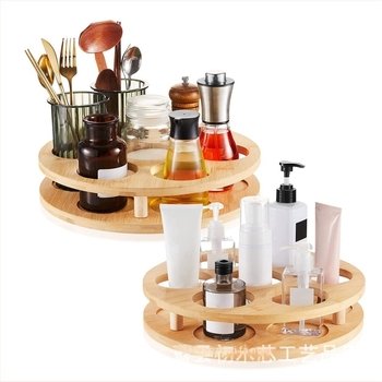 Fából készült konyhai tároló forgó tálca fűszerekhez (Lazy Susan)