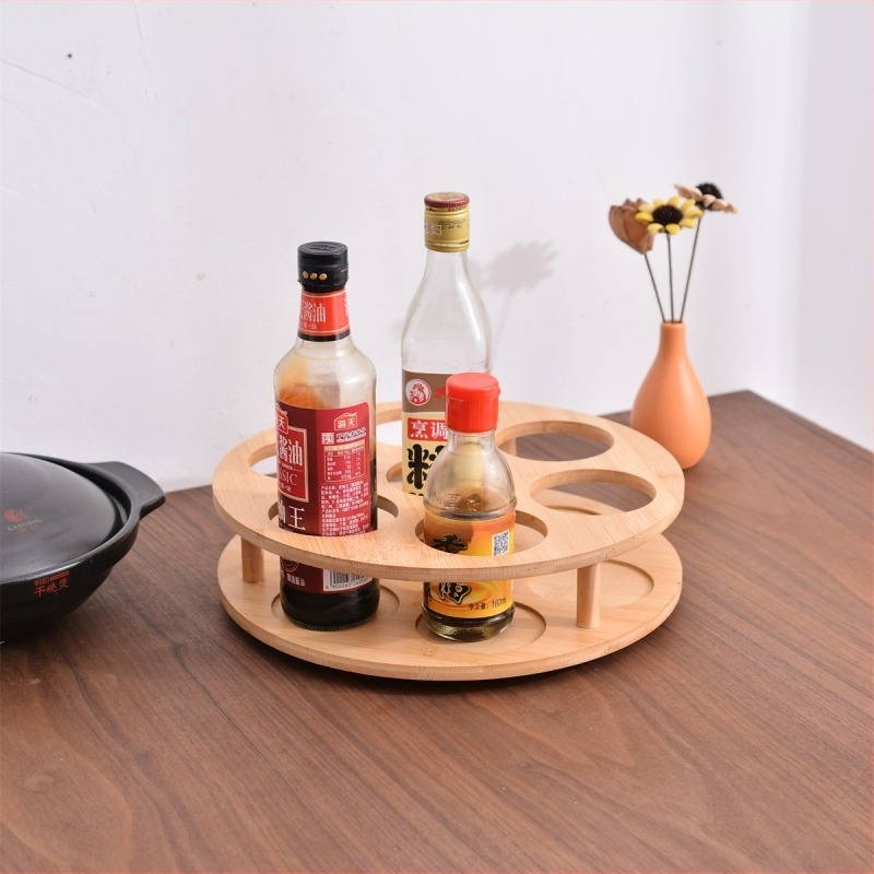 Fából készült konyhai tároló forgó tálca fűszerekhez (Lazy Susan)