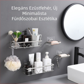 304 rozsdamentes acél fürdőszobai falra szerelhető tároló, multifunkcionális, szívó rögzítésű