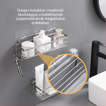 304 rozsdamentes acél fürdőszobai falra szerelhető tároló, multifunkcionális, szívó rögzítésű