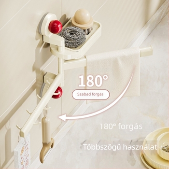 Konyhai szívókorongos polc, falra szerelhető, fúrás nélkül, forgatható
