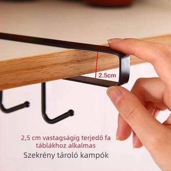 Kovácsolt vasból készült konyhai szekrényrendező több kampóval – gardróbhoz és konyhához, fúrás nélküli kampók, modern minimalista dizájn