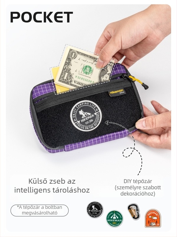 Hikeman Kültéri taktikai EDC tároló táska, eszközszervező, elsősegély-csomag, hordozható mini kártyatartó és érmés pénztárca