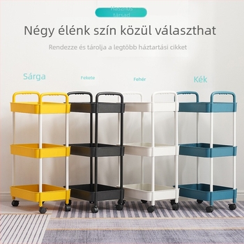 Padlón álló, kerekes tárolóállvány, összecsukható konyhai kocsi, 3-szintes mobil szervező