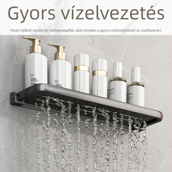 Összecsukható falra szerelhető fürdőszobai tároló mosdó és WC számára, Space alumínium, ragasztóval szerelhető, minimalist stílus, 1 polc