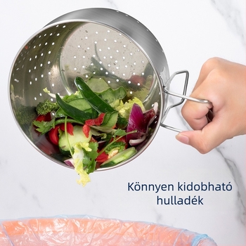 Vastagított rozsdamentes acél konyhai mosogatólefolyókosár, zöldségek mosására szolgáló állvány és hulladék szűrő