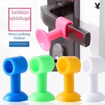 Fúrás nélküli ajtóstop, védőpárna az ajtókilincshez, szilikon-plasztik, fürdőszobai használatra