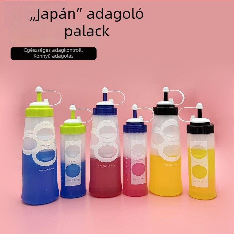 Műanyag adagolóflaska mártásokhoz és fűszerekhez, japán stílusú kivitel, ideális ketchuphoz, paradicsomlekvárhoz, salátaöntethez és szójaszószhoz