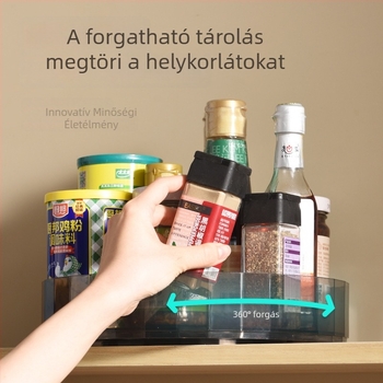 Konyhai többfunkciós forgó tárolóállvány fűszerekhez, ízesítőkhöz és asztali kozmetikai szervező
