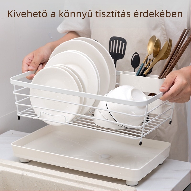 Műanyag tálak leeresztő tartója, konyhai polc, multifunkcionális