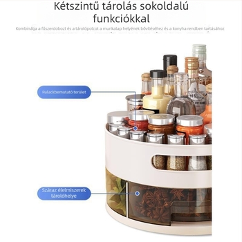 Konyhai forgó tároló a pultra fűszerekhez – multifunkcionális rendező