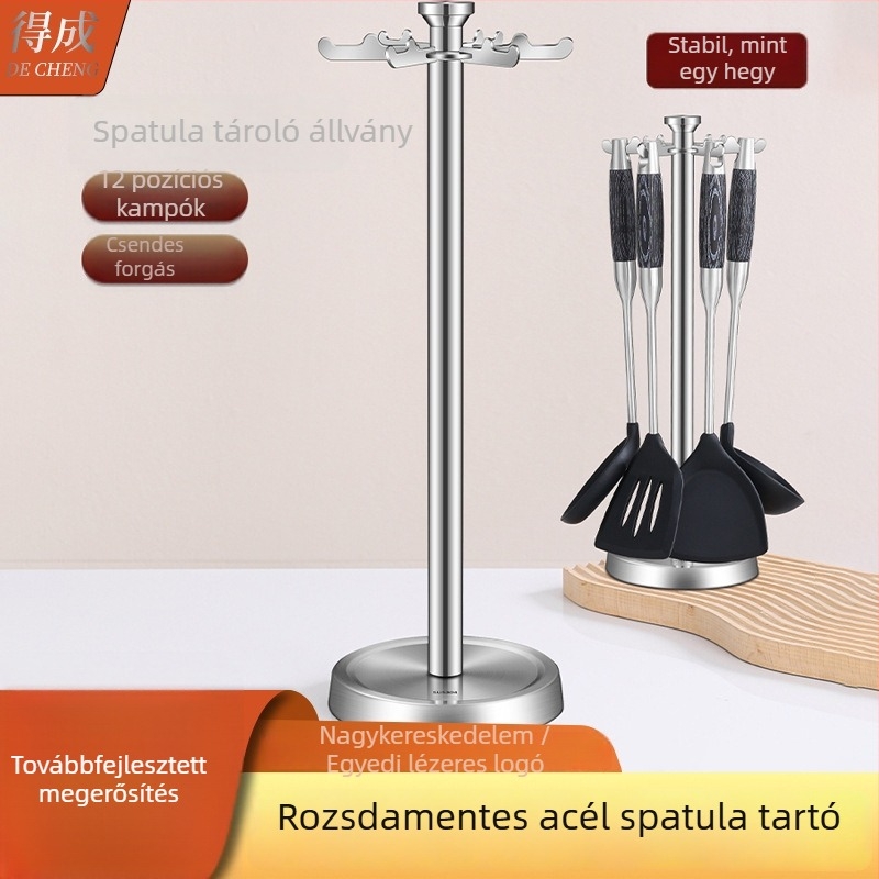 Vertical rozsdamentes acél spatula tároló állvány — konyhai eszközök sokoldalú tárolása