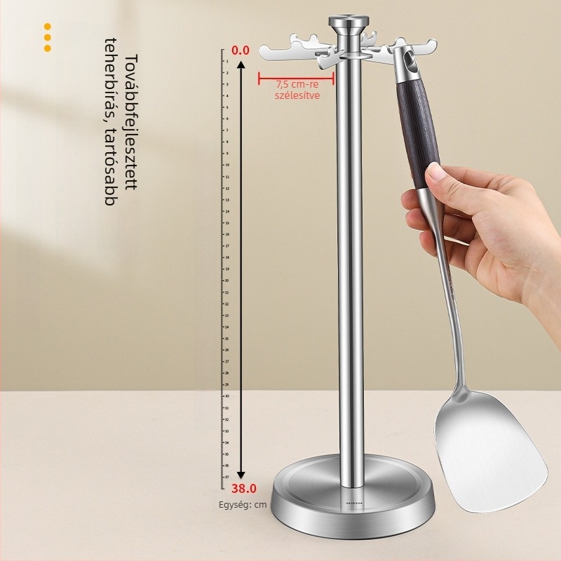 Vertical rozsdamentes acél spatula tároló állvány — konyhai eszközök sokoldalú tárolása