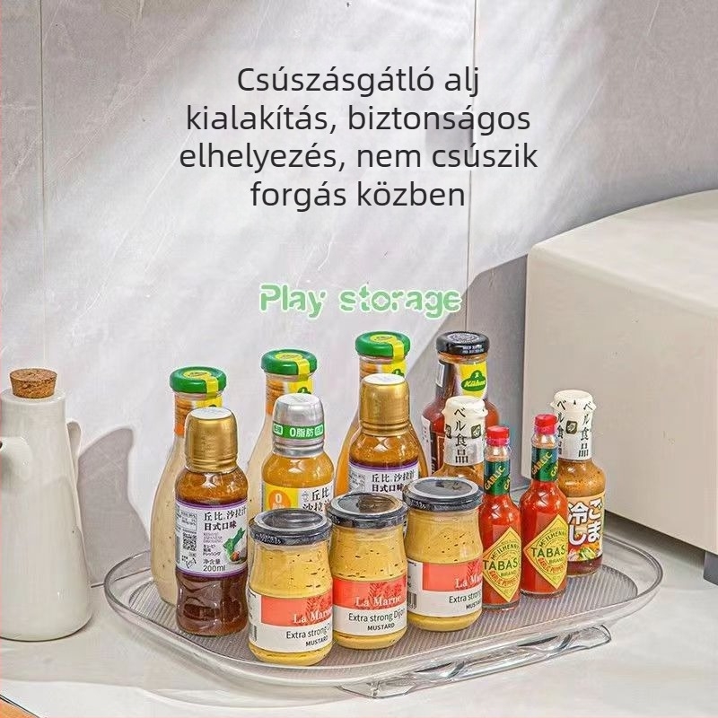 Konyhai forgó tároló, szív alakú kialakítással, pulton és a hűtőben