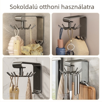 Lyuk nélküli forgó kampós konyhai szerszágtároló kanálok és spatulák számára, felakasztható