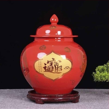Jingdezhen kínai stílusú kerámia rizsdoboz fedővel, otthoni használatra, kapacitás 20–30 jin, rovarok és nedvesség elleni védelem
