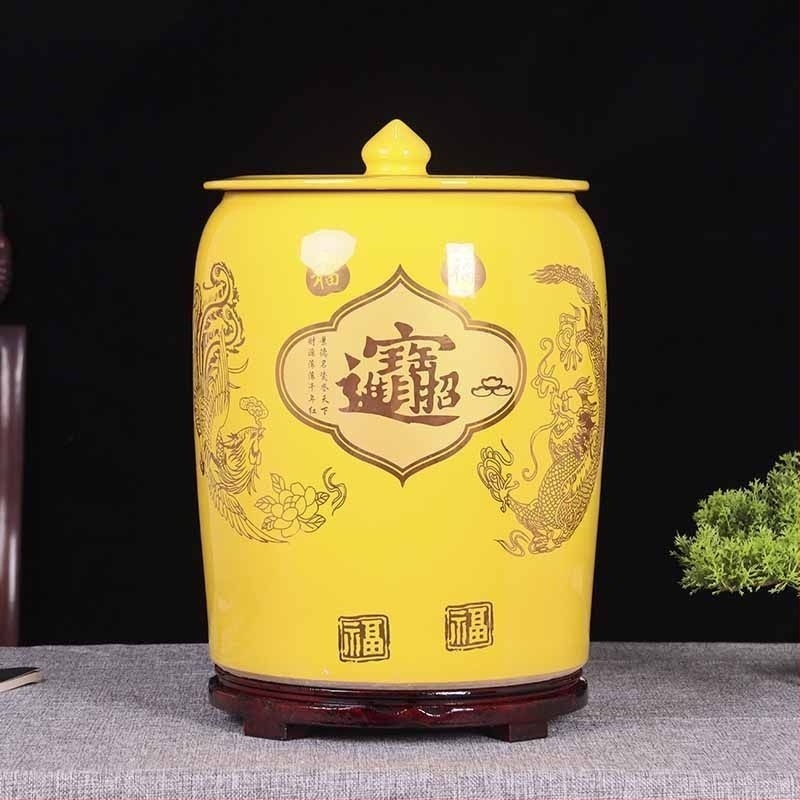 Jingdezhen kínai stílusú kerámia rizsdoboz fedővel, otthoni használatra, kapacitás 20–30 jin, rovarok és nedvesség elleni védelem
