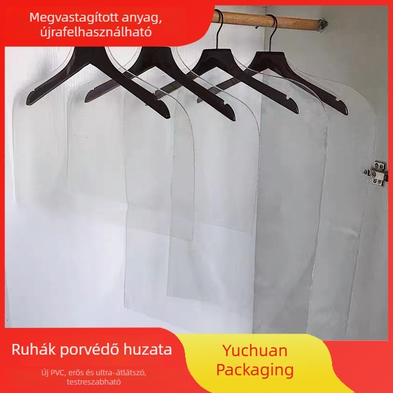 PVC átlátszó, megerősített ruhatartó zsák öltönyök, bundák és gyapjú kabátok védelmére
