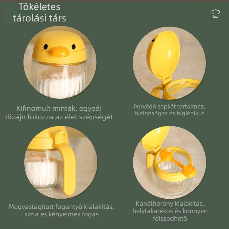 Kacás mintázatú üveges fűszertartó a konyhába